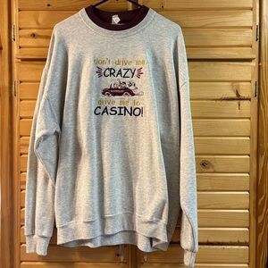 JERZEES Light Gray Sweatshirt, Size XL, Comical Casino